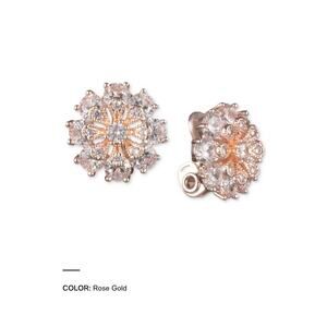 NEW ANNE KLEIN Crystal Flower Clip-On Button Earrings